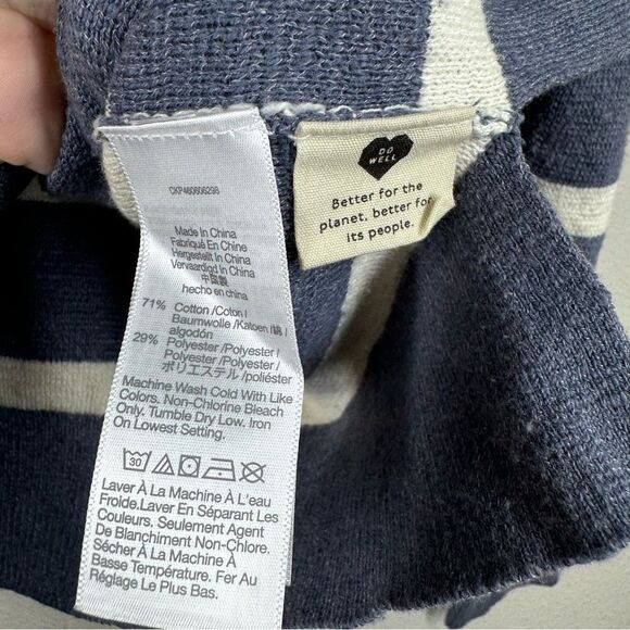 Madewell Striped Olney Henley Hoodie Sweater Blue White Stripe Women’s Medium - Picture 5 of 6